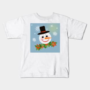 happy snowman with snowflakes Kids T-Shirt